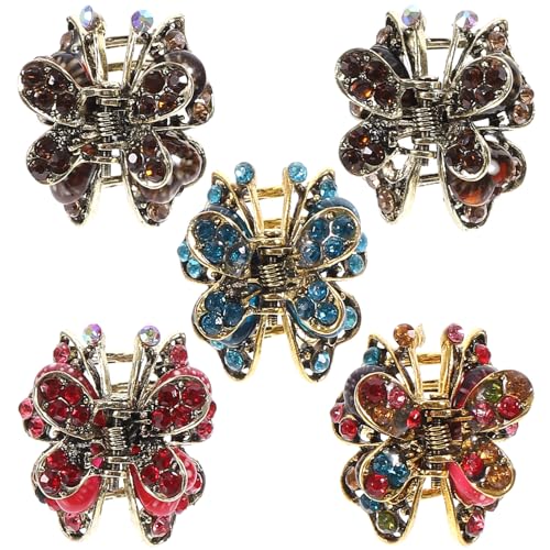 JEWEDECO 5stücke Mini Haarklammern Legierung Mit Strasssteinen Gemischte Farben Für Damen Leicht Und Rutschfest Frisieren Und Stylen von JEWEDECO