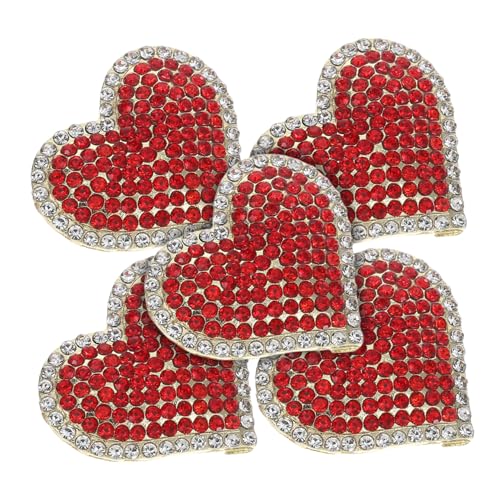 JEWEDECO 5stücke Herzförmige Brosche Mit Strasssteinen Rot Aus Legierung Für Damen Mantel Und Schal Valentinstag Und Hochzeitsdeko Schimmerndes Schmuckstück von JEWEDECO