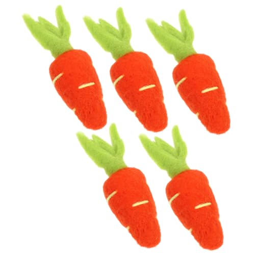 JEWEDECO 5 Stück Teiliges Filz Karotten DIY Haarnadel Brosche Zubehör für Kleidung Hut Dekoration Langlebiges Filzmaterial Leuchtende Farben Detailreiche Karottenform Geeignet zum Basteln von JEWEDECO