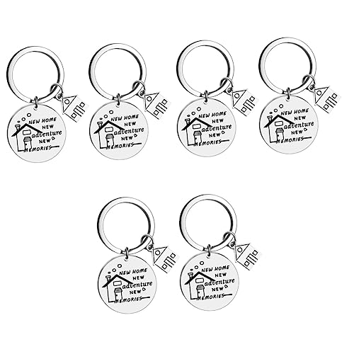 JEWEDECO 6 STK Schlüsselanhänger Zum Einzug Coole Schlüsselanhänger Neuer Abenteuer-schlüsselanhänger Geschenkanhänger Schlüsselanhänger Einzugsgeschenk 2022 Paar Silver Rostfreier Stahl von JEWEDECO