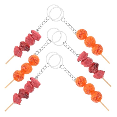 JEWEDECO Einzigartiger Schlüsselanhänger Mit Gefälschten Lebensmitteln Handgefertigte Fleischspieße Aus PVC Zum Aufhängen Von von JEWEDECO