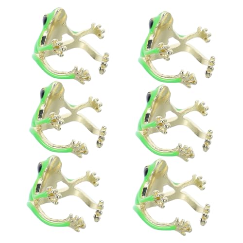 JEWEDECO 6 Stück Verstellbarer Grüner Baumfroschring Leichte Punk Tier Schmuck Damen Originelles Design Einzigartige Tieraccessoires von JEWEDECO