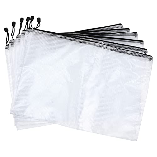 JEWEDECO 6pcs PVC Mesh Schreibwaren Tasche Bleistift Fall Stift Tasche Student Weiß A3 Zipper Tasche von JEWEDECO