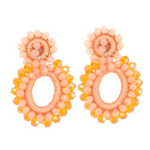 JEWEDECO Boho Beaded Drop Ohrringe Orange Damen Sommer Ohrhänger Geometrisch Leicht Hautfreundlich Alltag Party Strand Schmuck von JEWEDECO