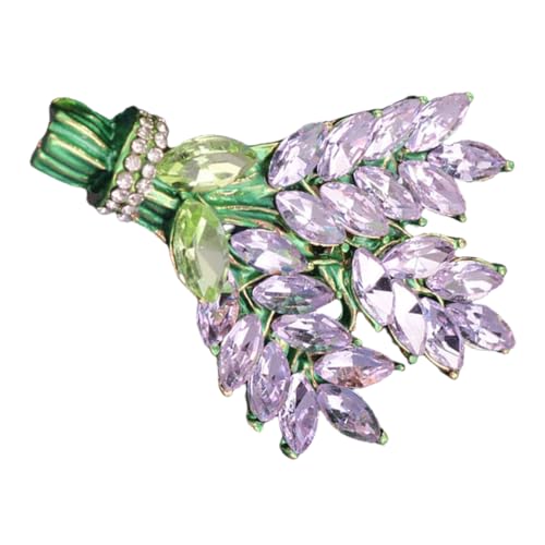 JEWEDECO Blumenbrosche Lavendelbrosche Damen Metall Anstecknadel mit Strass für Kleidung und Mantel von JEWEDECO
