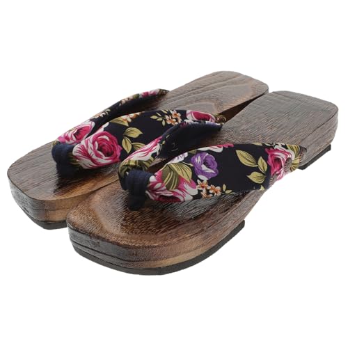 JEWEDECO Damen Massage Clogs Hausschuhe mit Plattform Sandalen Bequeme Flip flops aus Schwarzem Baumwollstoff Rutschfest Leicht Modisch für Sommer Freizeit Indoor und Outdoor von JEWEDECO