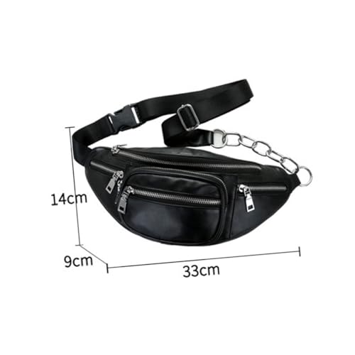 JEWEDECO Damen Umhängetasche Schwarz Modische Pu-Leder Ketten Schultertasche Für Freizeit Reisen Und Shopping Verstellbare Tragetasche Mit Großer Kapazität Für Handy Und Wertsachen von JEWEDECO