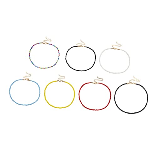 JEWEDECO Einfache Weiße Perlenkette Bunte Perlen Einlagige Damen Halskette Kreativer Boho Schmuck für Sommer Vielseitig Kombinierbar und Modisch von JEWEDECO