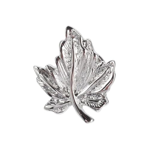 JEWEDECO Elegante Ahornblatt Broschennadel Silberfarbene Baumblatt Anstecknadel Modisches Kleidungszubehör Vielseitiger Anstecker für Anzüge Pullover Jacken Geschenkidee für Familie Freunde von JEWEDECO