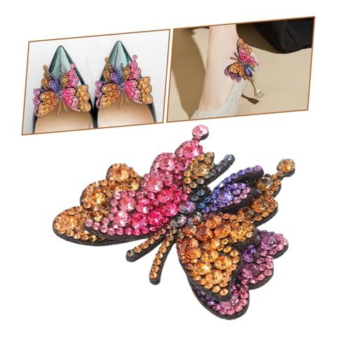 JEWEDECO Eleganter Schuhclip mit Abnehmbarem Strass schmetterling Vielseitiger Damenschuh schmuck Modischer Pumps zubehör für Hochzeit Party und Alltag Farbenfrohes Schuhdekor von JEWEDECO