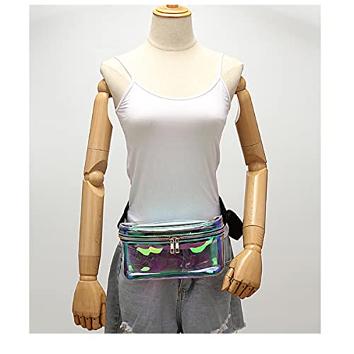 JEWEDECO Fashionable Pu Leather Waist Bag Reflektierender Farbenfroher Schimmernder Hüftbeutel Für Männer Und Frauen Verstellbarer Gurt Für Reisen Laufen Und Freizeit von JEWEDECO