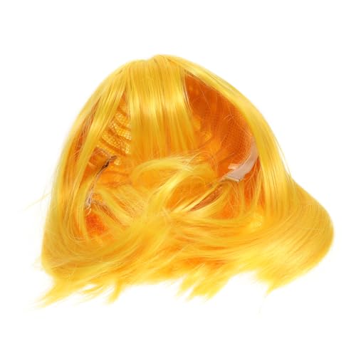 JEWEDECO Frauen Perücke Zitronengelb Kurze Gerade Cosplay Perücke Mit Synthetisch Für Partys Und Freizeit Modisch Und Vielseitig Für Neue Looks von JEWEDECO