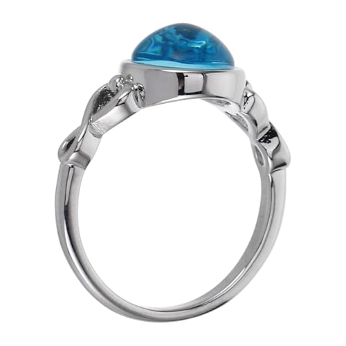 JEWEDECO Glasring Damen Vintage Halbmond Design Eleganter Schmuck für Hochzeiten Verlobungen US Modisches Aquamaringlas Handwerkskunst von JEWEDECO