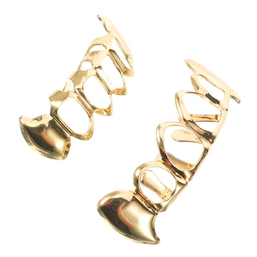 JEWEDECO Goldene Hohlspangen Zähnegrill Mundgrill Satz Zahnschmuck Aus Metall Dekorative Zahngrills Für Falsche Zähne von JEWEDECO