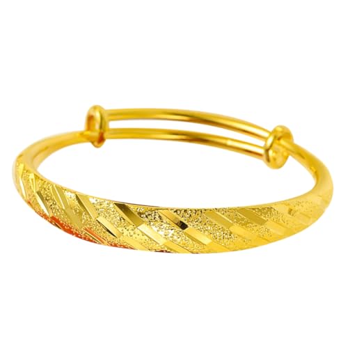 JEWEDECO Goldener Sand Push pull Armreif aus Messing Modischer Dicker Damen bangle mit schimmernder Oberfläche Langlebig durch Umweltfreundliche Vergoldung Eleganter Schmuck für Frauen und von JEWEDECO