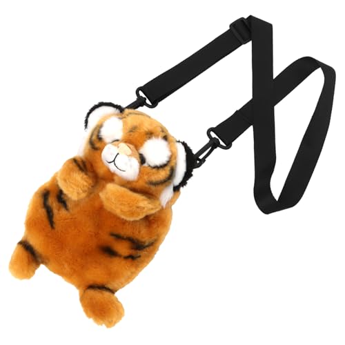 JEWEDECO Plüsch-tiger-umhängetasche Cartoon-tierhandtasche Urlaubstasche Für Party Verstellbare Schultertasche Aus Füllmaterial Für Frauen von JEWEDECO