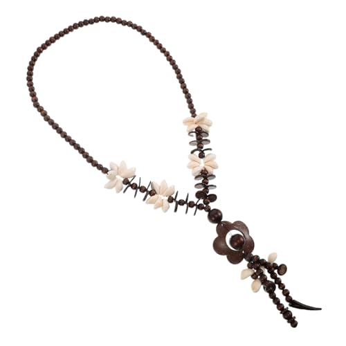 JEWEDECO Halskette Mit Kokosnussschalenperlen: Handgemachte Ethnische Blumenkette Für Damen, Langer Anhänger Aus Kokosnussschalen-holzperlen, Boho-schmuck Für Den Täglichen Strandgebrauch von JEWEDECO