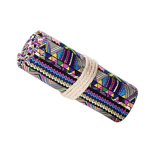 JEWEDECO Handgefertigte Ethno Canvas Federmäppchen mit Fächern Große Kapazität Stifterolle Tragbarer Bleistift Wrap Organizer für Künstler und Studenten Robust und Praktisch von JEWEDECO