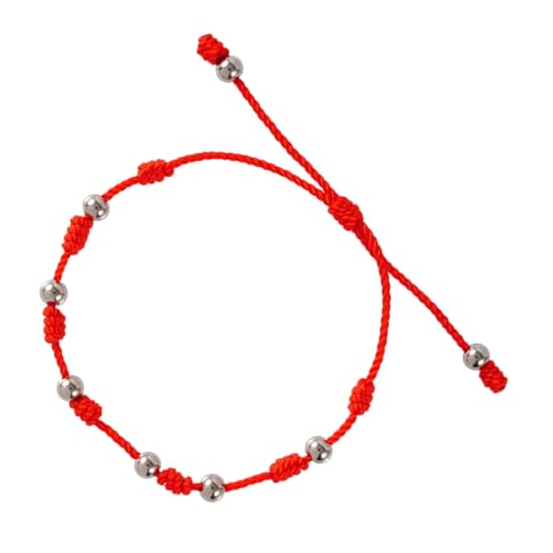 JEWEDECO Handgefertigtes Knoten Armband aus Edelstahlperlen Verstellbares Rotes Glücksseil für Frauen Handgewebtes Schmuckstück Accessoire für Alltag und von JEWEDECO