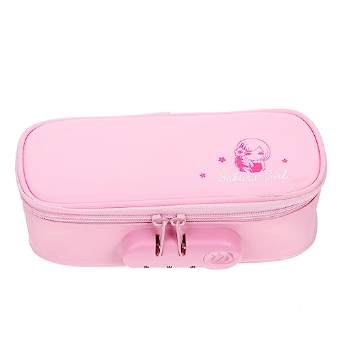 JEWEDECO Handheld Federmäppchen mit Codeschloss Große Kapazität Oxford Stoff Tragbare Stifttasche für Studenten Rosa von JEWEDECO