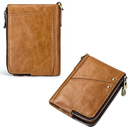 JEWEDECO Men RFID Leder Geldbörse Im Kompakten Design Multifunktionale Dünne Brieftasche Für Herren Für Karten Bargeld Und Münzen Anti-diebstahl Und Stilvoll Khaki von JEWEDECO