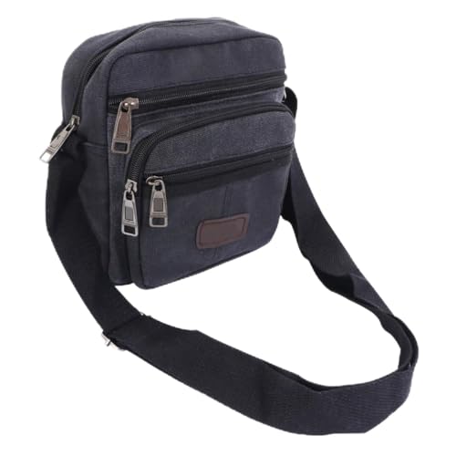 JEWEDECO Herren Umhängetasche Strapazierfähigem Canvas Crossbody Tasche mit Verstellbarem Schultergurt Praktische Kleine Handtasche für Alltag Schwarz von JEWEDECO