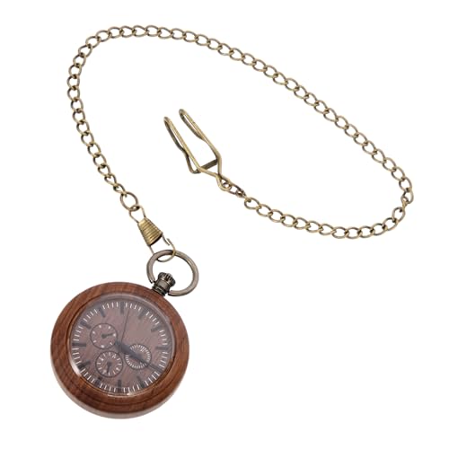 JEWEDECO Holztaschen Uhr Mit Kette Retro Taschenuhr Tragbare Hängeuhr Für Herren Verarbeitung Aus Holz von JEWEDECO