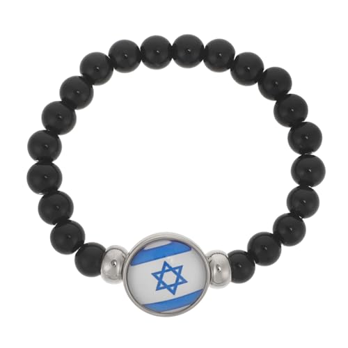 JEWEDECO Israel Flaggen Perlenarmband Damen Beaded Wristlet Stylisches Schmuckstück Komfortabel Langlebig Modisches Accessoire Unisex Unterstützt Israel Trends von JEWEDECO