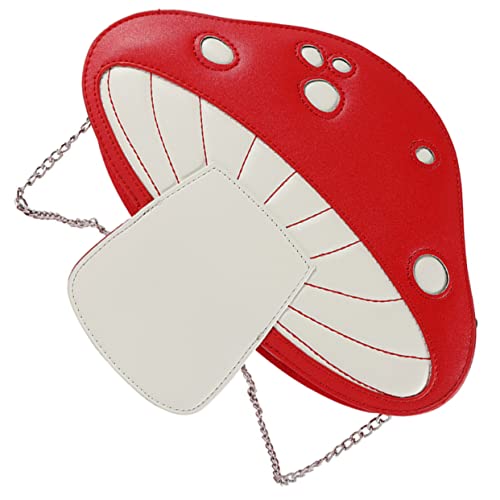 JEWEDECO Kleine Pilzförmige Crossbody Tasche PU Handtasche mit Verstellbarem Schulterriemen und Reißverschluss für Damen Kompakte Umhängetasche für Handy Kleingeld Kosmetik von JEWEDECO