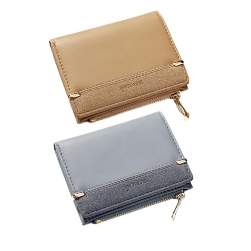 JEWEDECO Kompakte Damen Geldbörse Multifunktionale Pu Geldtasche Mit Reißverschluss Für Karten Und Münzen Leicht Und Tragbar Blau von JEWEDECO