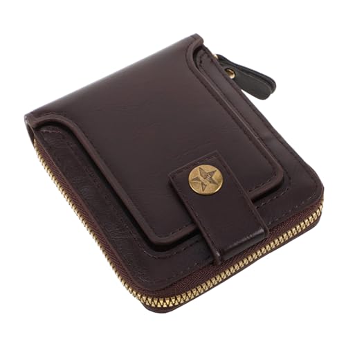 JEWEDECO Kleine Herren-geldbörse Mit Reißverschluss Kompakte Kartenetui Aus Vintage-Material Praktisch Für Bargeld Und Münzen Für Business Und Freizeit von JEWEDECO