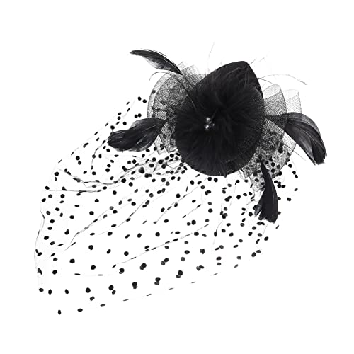 JEWEDECO Fascinator Kopfbedeckung Für Damen Teeparty Schleier Kopfschmuck Hochzeit Bankett Braut Haarschmuck Leicht Tragbar von JEWEDECO