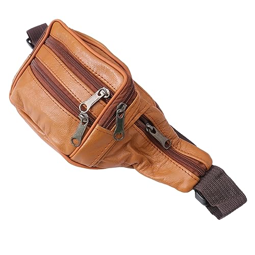JEWEDECO Leder Hüfttasche Für Männer wasserdichte Umhängetasche Für Outdoor-aktivitäten Jogging Und Reisen Braun Verstellbarer Gurt Und Langlebiges Material von JEWEDECO