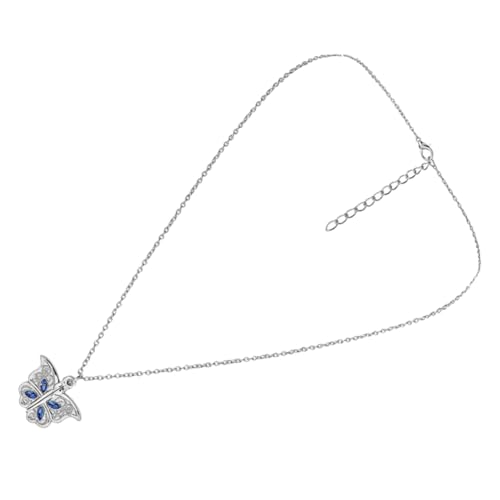 JEWEDECO Metall Choker Halskette mit Offenem Schmetterlings Herz Fotoanhänger Funkelnde Kette Eleganter Erinnerungs Schmuck für Damen Silberfarben Schlicht und Modisch von JEWEDECO