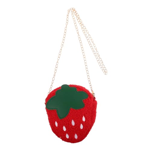 JEWEDECO Kleinkind Umhängetasche Erdbeerform Plüsch Geldbörse Cartoon Tasche Kinder Mädchen Fruchtform Handtasche Reisehandtasche von JEWEDECO