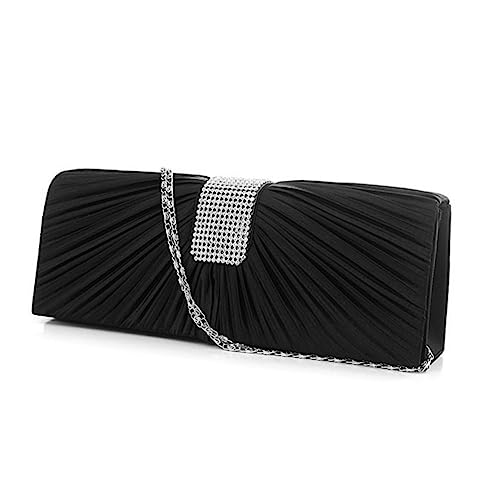 JEWEDECO Fashion Abendtasche Damen Mit Falten-design Und Strass Hochzeits-clutch-handtasche Eleganter Schulter Und Umhängetasche Schwarz Für Partys Und Besondere Anlässe von JEWEDECO