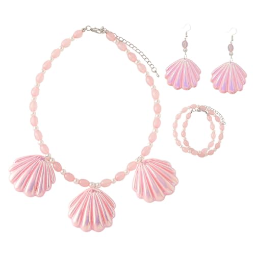 JEWEDECO Modisches Teiliges Schmuckset Damen Muschel Halskette Armband Ohrringe in Leichtes Vielseitiges Accessoire für Hochzeit Party Alltag für Frauen Mädchen von JEWEDECO