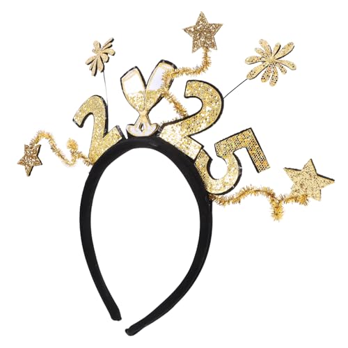 JEWEDECO 2025nummer Stirnband Für Neujahr Mit Sternenmotiv Foto-requisite Für Partys Dekoratives Kopfbedeckung Für Erwachsene Haarschmuck Für Festival von JEWEDECO