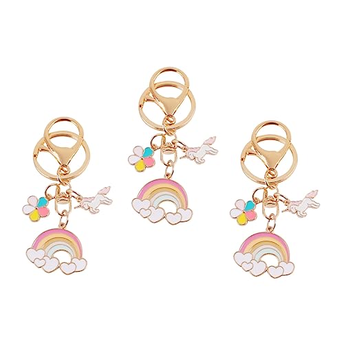 JEWEDECO Niedliche Schlüsselanhänger Anhänger Für Auto Und Tasche Schlüsselring Mit Regenbogen Und Einhorn Design Ideal Als Für Frauen Und ädchen von JEWEDECO