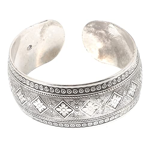 JEWEDECO Offener Verstellbarer Retro Armreif Damen mit Gravur Breiter Geschnitzter Manschetten Armband Schmuck Modisches Boho Armband für Alltag Party und Arbeit von JEWEDECO