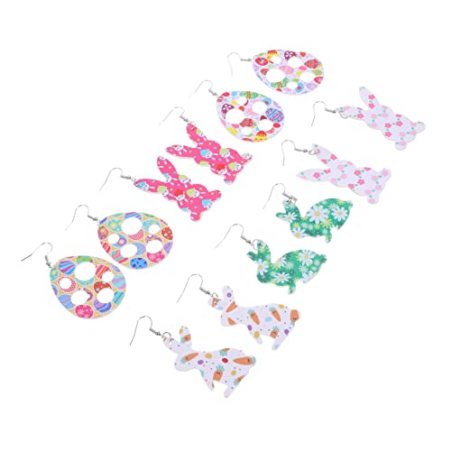 JEWEDECO 6paare Osterhase Eier Ohrringe Aus Leder Farbenfrohe Für Mädchen Kreative Ostern Schmuckstücke Für Feste Und Besondere Anlässe von JEWEDECO