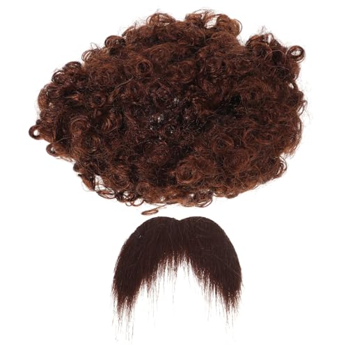 JEWEDECO Piraten Cosplay Set mit Brauner Afro Perücke und Fake Wiederverwendbares Party Kostümzubehör für Halloween Mottopartys und Karneval Einfach zu Stylen und Kombinieren von JEWEDECO