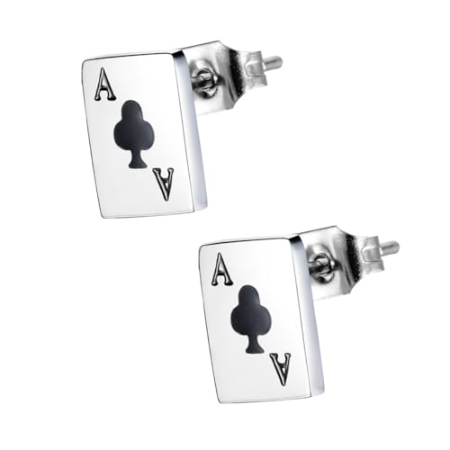 JEWEDECO Poker Design Ohrstecker Damen Modischer Ohrschmuck mit Stilvolle Mädchen Ohrringe für Alltag Party und Fest Einzigartige Struktur Trendiges Accessoire von JEWEDECO
