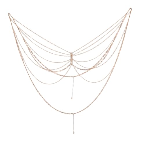 JEWEDECO Punk-körperkette: Mehrlagiger Metallkettenschmuck Für Damen – Stilvolle Brustdekoration Für Partys Und Urlaube – Stilvoller Metallanhänger Für Den Körper von JEWEDECO