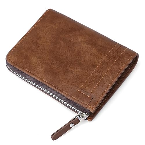 JEWEDECO RFID Geldbörse Für Herren Kurzformat Zipper-Style Mehrfachkartenhalter Elegantes Design Für Büro Und Alltag Braun Für Reisen Und Besondere Anlässe von JEWEDECO