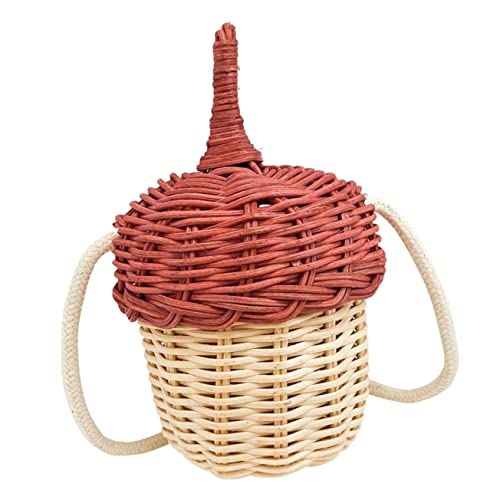 JEWEDECO Rattan Tannenzapfentasche für Handgefertigte Umhängetasche Weinrot als Fotorequisit für Jungen und Mädchen für Outdoor Aktivitäten und Kreative Aufnahmen JEWEDECO Rattan Tannenzapfentasche für Handgefertigte Umhängetasche Weinrot als Fotorequisit für Jungen und Mädchen für Outdoor Aktivitäten und Kreative Aufnahmen von JEWEDECO