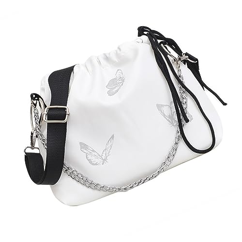 JEWEDECO Reflektierende Schmetterling Schultertasche Damen Crossbody Bag aus Strapazierfähigem mit Großem Fassungsvermögen für Alltag Freizeit Weiß von JEWEDECO