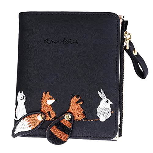 JEWEDECO Reise Geldbörse Damen Faltbares Münzfach Kleine Geldtasche Pu-Leder Wechselgeldfach Für Kreditkarten Und Ausweise von JEWEDECO