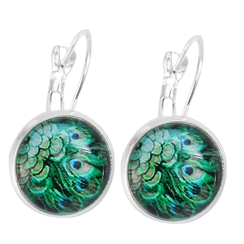JEWEDECO Retro Damen Ohrringe Silber mit Pfauenfeder Anhänger Legierung Ohrhänger Langlebig Hautfreundlich für Party Reise Shopping von JEWEDECO