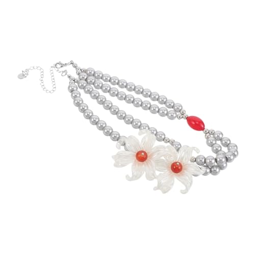 JEWEDECO Retro-blumenhalskette Für, Eleganter Imitationsperlen-, Brautschmuck Für Urlaub Und Party von JEWEDECO